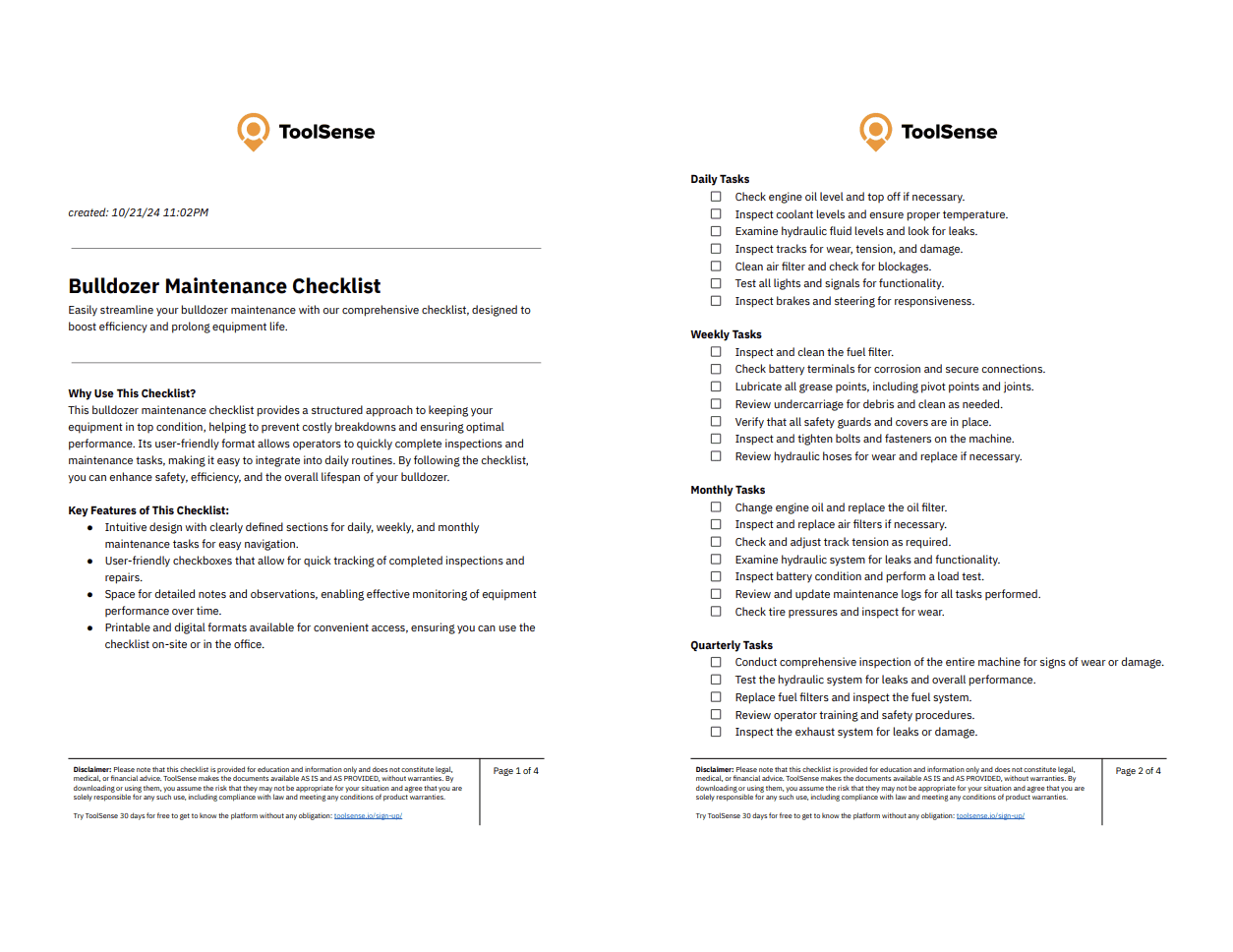 Master Your Bulldozer Performance with Our Comprehensive Maintenance Checklist