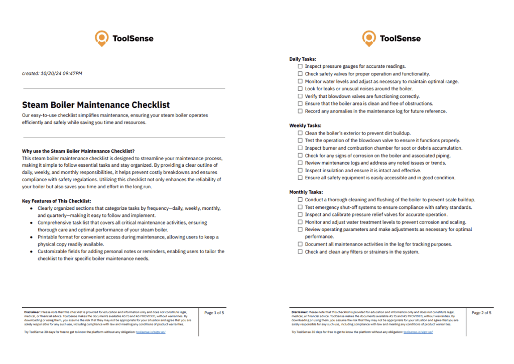 Maximize Efficiency and Safety with Our Comprehensive Steam Boiler Maintenance Checklist