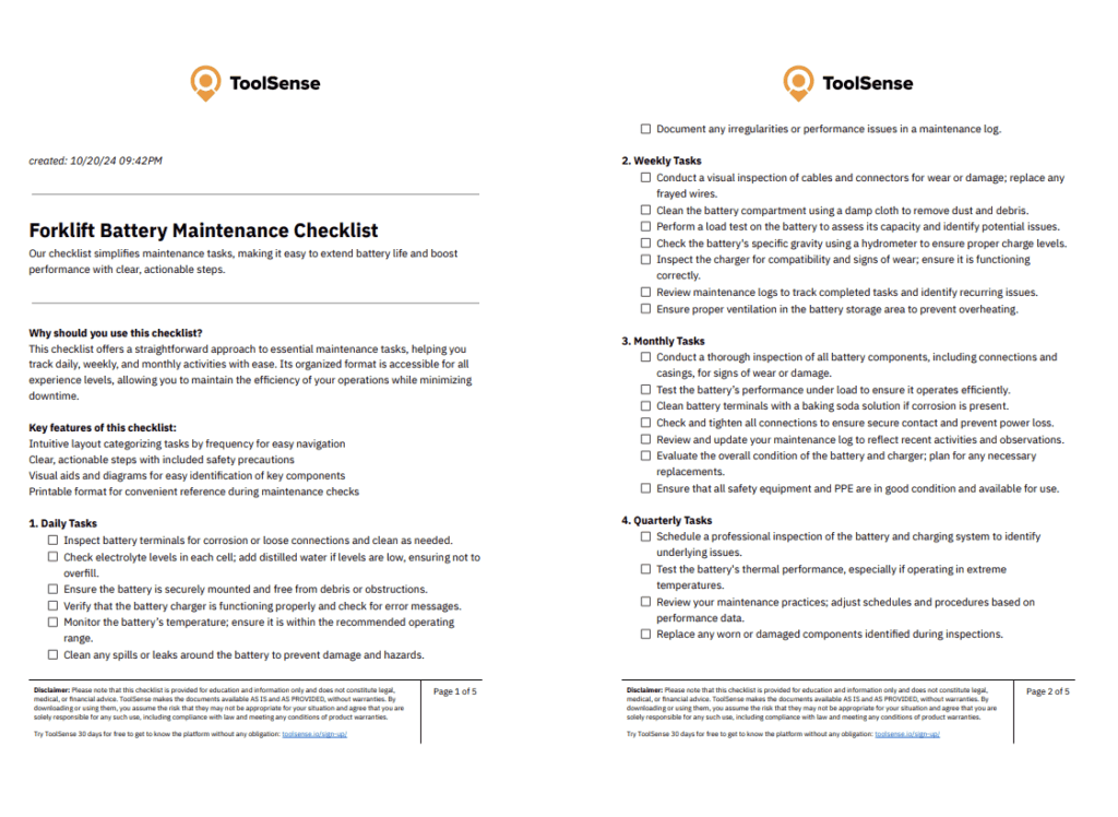 Essential Forklift Battery Maintenance Checklist for Optimal Performance and Longevity