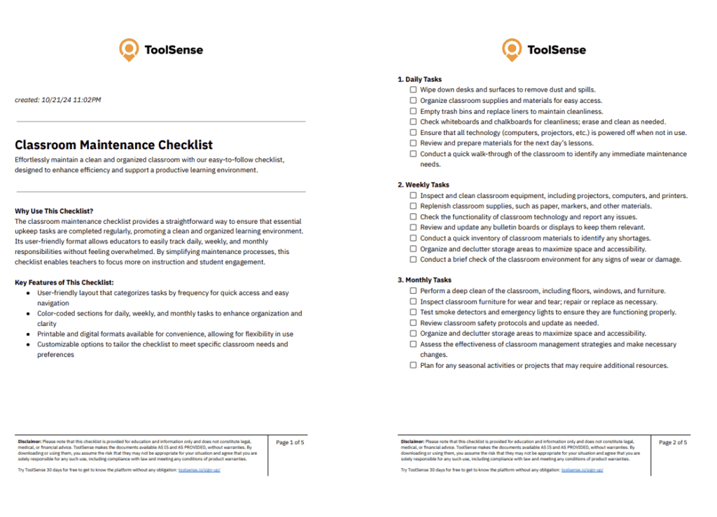 Maximize Efficiency with Our Essential Classroom Maintenance Checklist
